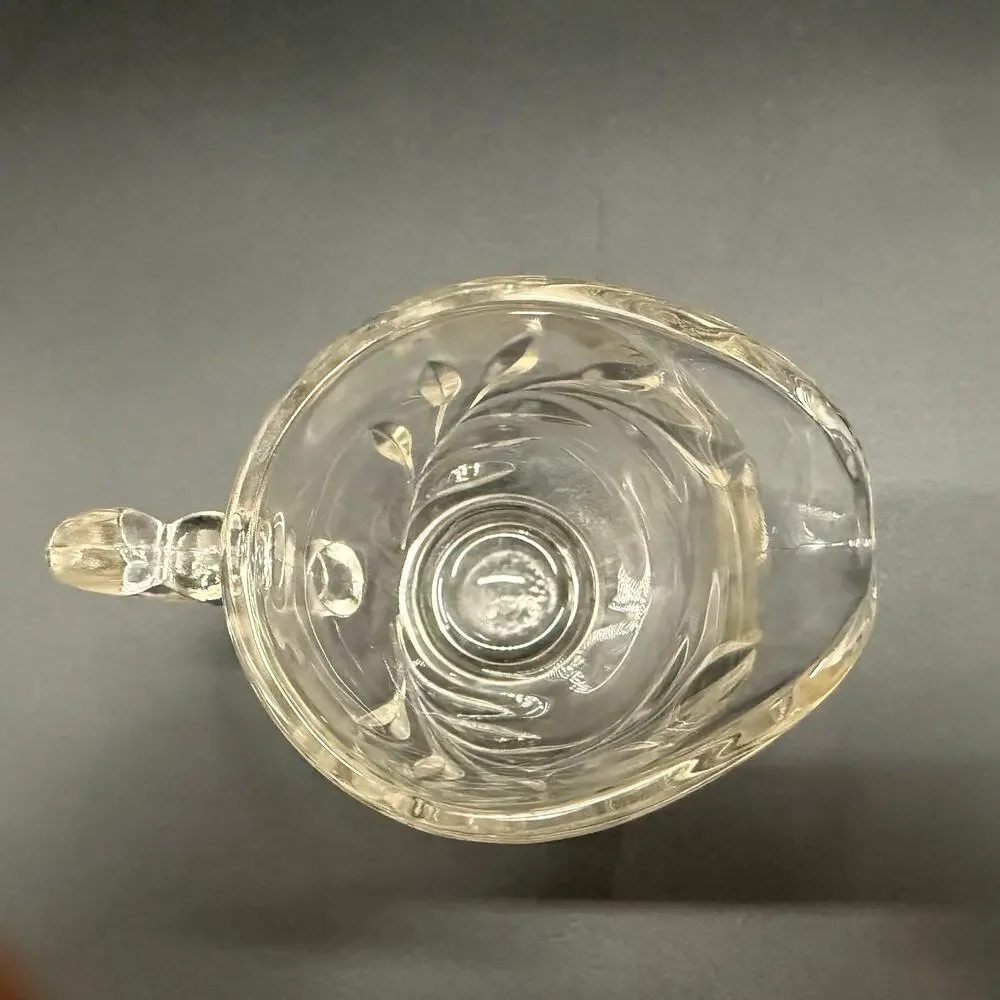 vintage Willow Clear CREAMER Indiana Glass leaf design glassware serving dish